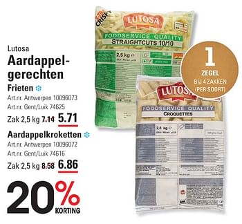 Promotions Aardappelgerechten frieten - Lutosa - Valide de 25/04/2024 à 13/05/2024 chez Sligro