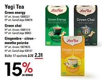 Promotions Yogi tea green energy - Yogi Tea - Valide de 25/04/2024 à 13/05/2024 chez Sligro