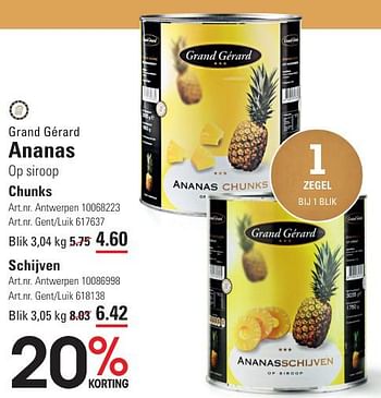 Promotions Ananas op siroop chunks - Grand Gérard - Valide de 25/04/2024 à 13/05/2024 chez Sligro