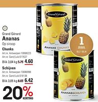 Promoties Ananas op siroop chunks - Grand Gérard - Geldig van 25/04/2024 tot 13/05/2024 bij Sligro