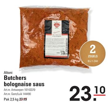 Promotions Butchers bolognaise saus - Altoni - Valide de 25/04/2024 à 13/05/2024 chez Sligro