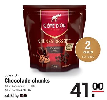 Promotions Chocolade chunks - Cote D'Or - Valide de 25/04/2024 à 13/05/2024 chez Sligro