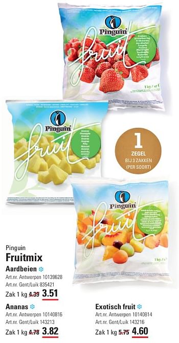 Promoties Fruitmix aardbeien - Pinguin - Geldig van 25/04/2024 tot 13/05/2024 bij Sligro