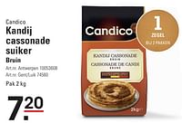 Promoties Kandij cassonade suiker bruin - Candico - Geldig van 25/04/2024 tot 13/05/2024 bij Sligro