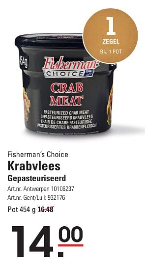 Promotions Krabvlees gepasteuriseerd - Fisherman's Choice - Valide de 25/04/2024 à 13/05/2024 chez Sligro