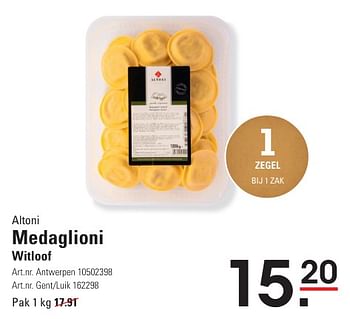 Promotions Medaglioni witloof - Altoni - Valide de 25/04/2024 à 13/05/2024 chez Sligro