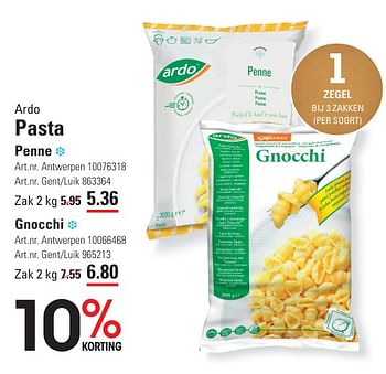 Promotions Pasta penne - Ardo - Valide de 25/04/2024 à 13/05/2024 chez Sligro