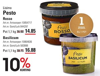 Promoties Pesto rosso - Lisimo - Geldig van 25/04/2024 tot 13/05/2024 bij Sligro