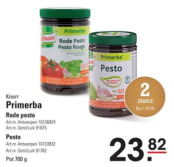 Promotions Primerba rode pesto - Knorr - Valide de 25/04/2024 à 13/05/2024 chez Sligro