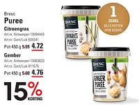 Promoties Puree citroengras - Bresc - Geldig van 25/04/2024 tot 13/05/2024 bij Sligro