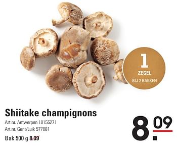 Promotions Shiitake champignons - Produit Maison - Sligro - Valide de 25/04/2024 à 13/05/2024 chez Sligro