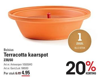 Promotions Terracotta kaarspot - Bolsius - Valide de 25/04/2024 à 13/05/2024 chez Sligro