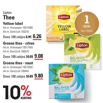 Promotions Thee yellow label - Lipton - Valide de 25/04/2024 à 13/05/2024 chez Sligro