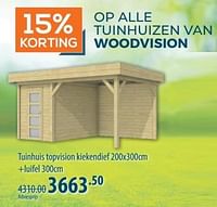 Promoties Tuinhuis topvision kiekendief +luifel - Woodvision - Geldig van 25/04/2024 tot 15/05/2024 bij Cevo Market