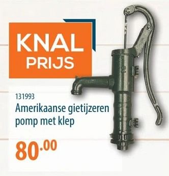 Promoties Amerikaanse gietijzeren pomp met klep - Huismerk - Cevo - Geldig van 25/04/2024 tot 15/05/2024 bij Cevo Market