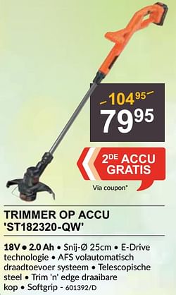 Black + decker trimmer op accu st182320-qw