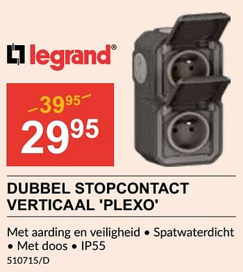 Promotions Dubbel stopcontact verticaal plexo - Legrand - Valide de 25/04/2024 à 19/05/2024 chez HandyHome