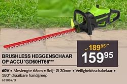 Greenworks brushless heggenschaar op accu gd60ht66