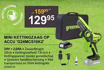 Promotions Greenworks mini kettingzaag op accu g24mcs10k2 - Greenworks - Valide de 25/04/2024 à 19/05/2024 chez HandyHome