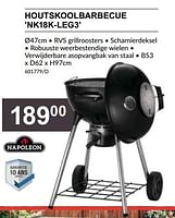 Promoties Houtskoolbarbecue nk18k-leg3 - Napoleon - Geldig van 25/04/2024 tot 19/05/2024 bij HandyHome