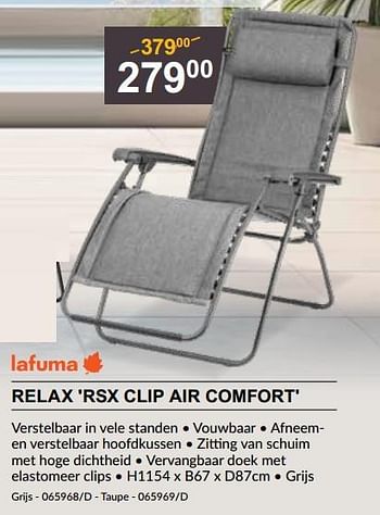 Promotions Relax rsx clip air comfort grijs - Lafuma - Valide de 25/04/2024 à 19/05/2024 chez HandyHome