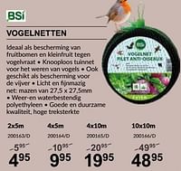Promoties Vogelnetten - BSI - Geldig van 25/04/2024 tot 19/05/2024 bij HandyHome