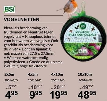 Promoties Vogelnetten - BSI - Geldig van 25/04/2024 tot 19/05/2024 bij HandyHome