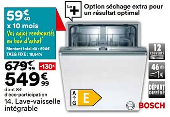 Promoties Bosch lave-vaisselle intégrable - Bosch - Geldig van 23/04/2024 tot 20/05/2024 bij But