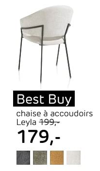 Promotions Chaise à accoudoirs leyla - Produit Maison - Henders & Hazel - Valide de 25/04/2024 à 22/05/2024 chez Henders & Hazel