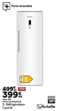 Promoties Réfrigérateur 1 porte vedette vfm335brew - Vedette - Geldig van 23/04/2024 tot 20/05/2024 bij But