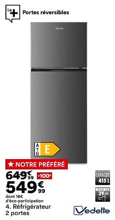 Promotions Réfrigérateur 2 portes vedette vfd415nfex - Vedette - Valide de 23/04/2024 à 20/05/2024 chez But