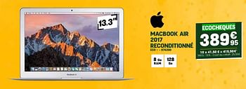 Promotions Apple macbook air 2017 reconditionné eco + - Apple - Valide de 24/04/2024 à 05/05/2024 chez Electro Depot