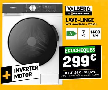 Promotions Valberg lave-linge wf714aw566c - Valberg - Valide de 24/04/2024 à 05/05/2024 chez Electro Depot