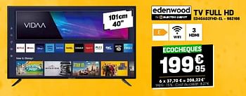 Promoties Edenwood tv full hd ed40a02fhd-el - Edenwood  - Geldig van 24/04/2024 tot 05/05/2024 bij Electro Depot