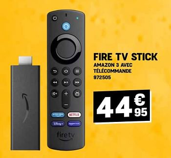 Promoties Fire tv stick amazon 3 avec télécommande - Amazon - Geldig van 24/04/2024 tot 05/05/2024 bij Electro Depot