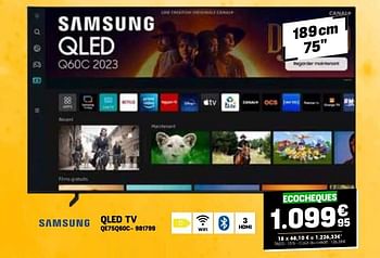 Promoties Samsung qled tv qe75q60c - Samsung - Geldig van 24/04/2024 tot 05/05/2024 bij Electro Depot