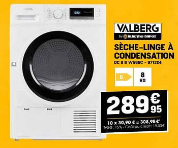 Promotions Valberg sèche-linge à condensation dc 8 b w566c - Valberg - Valide de 24/04/2024 à 05/05/2024 chez Electro Depot