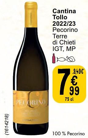 Promoties Cantina tollo 2022-23 pecorino terre di chieti - Rode wijnen - Geldig van 30/04/2024 tot 06/05/2024 bij Cora
