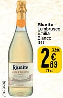 Promoties Riunite lambrusco emilia blanco - Schuimwijnen - Geldig van 30/04/2024 tot 06/05/2024 bij Cora