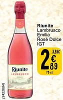 Promoties Riunite lambrusco emilia rosé dolce - Schuimwijnen - Geldig van 30/04/2024 tot 06/05/2024 bij Cora