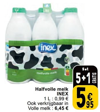 Promoties Halfvolle melk inex - Inex - Geldig van 30/04/2024 tot 06/05/2024 bij Cora