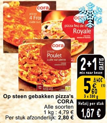 Promoties Op steen gebakken pizza’s cora - Huismerk - Cora - Geldig van 30/04/2024 tot 06/05/2024 bij Cora