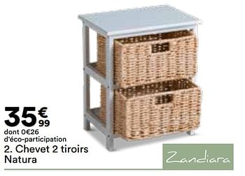 Promoties Chevet 2 tiroirs natura - Zandiara - Geldig van 23/04/2024 tot 20/05/2024 bij But