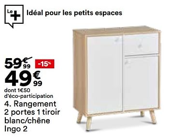 Promotions Rangement 2 portes 1 tiroir blanc chêne ingo 2 - Produit Maison - But - Valide de 23/04/2024 à 20/05/2024 chez But