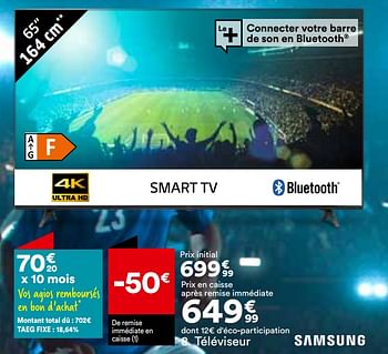 Promoties Téléviseur samsung 65cu7025 - Samsung - Geldig van 23/04/2024 tot 20/05/2024 bij But