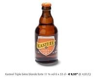 Promotions Kasteel triple bière blonde forte - Kasteelbier - Valide de 24/04/2024 à 07/05/2024 chez Colruyt