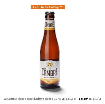 Promoties La cambre blonde bière d`abbaye blonde - La Cambre - Geldig van 24/04/2024 tot 07/05/2024 bij Colruyt