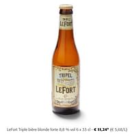 Promotions Lefort triple bière blonde forte - Lefort - Valide de 24/04/2024 à 07/05/2024 chez Colruyt