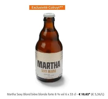 Promotions Martha sexy blond bière blonde forte - Martha - Valide de 24/04/2024 à 07/05/2024 chez Colruyt