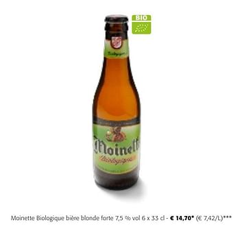Promotions Moinette biologique bière blonde forte - Moinette - Valide de 24/04/2024 à 07/05/2024 chez Colruyt